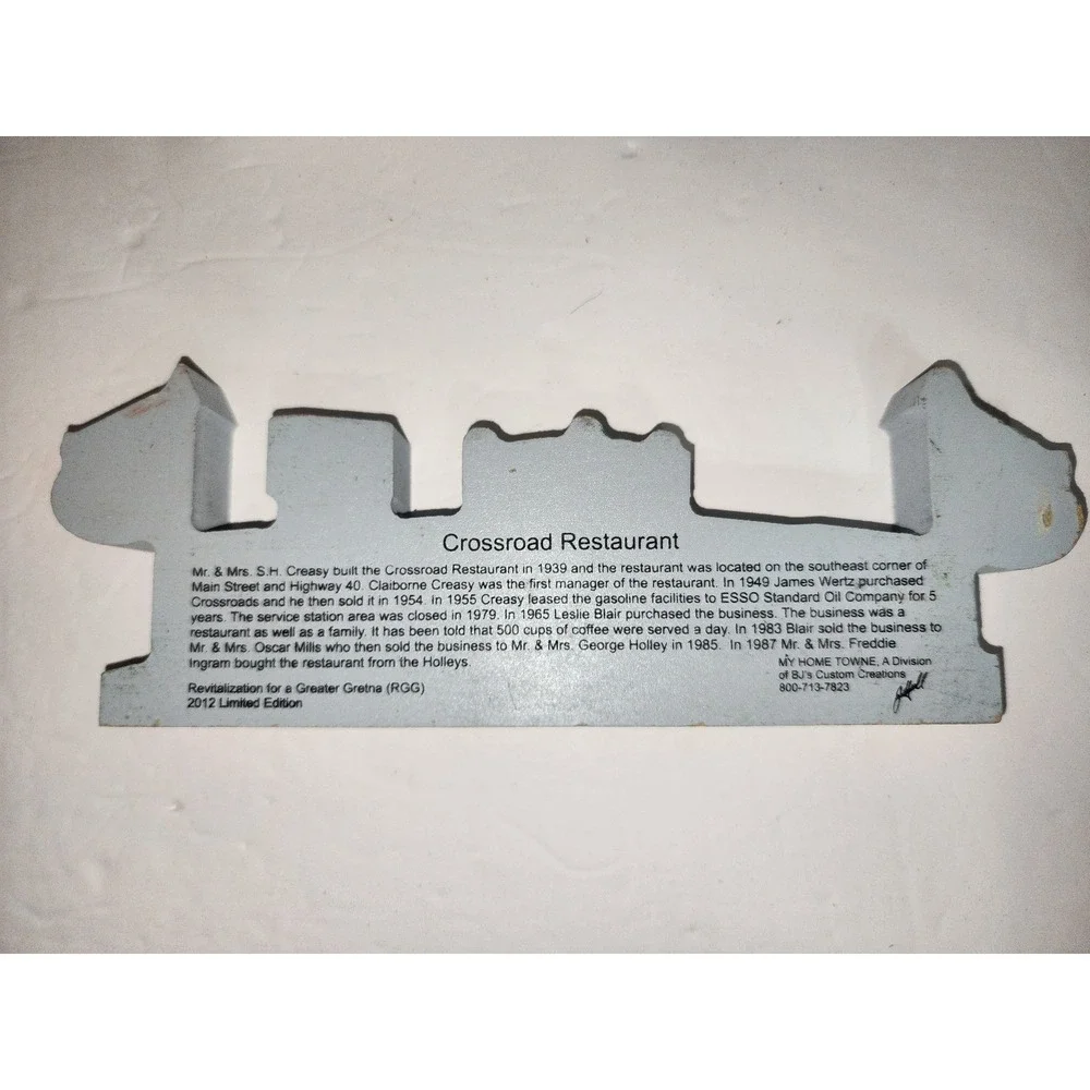 2012 limited edition‎ collectible shelf sitter Crossroad Restaurant Gretna